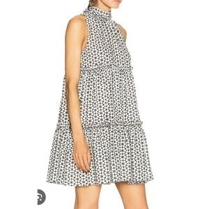 LISA MARIE FERNANDEZ Erica Ruffled Broderie Anglaise Cotton Mini Dress Sz 1 (Xs)